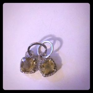 Diamond and yellow stone earrings